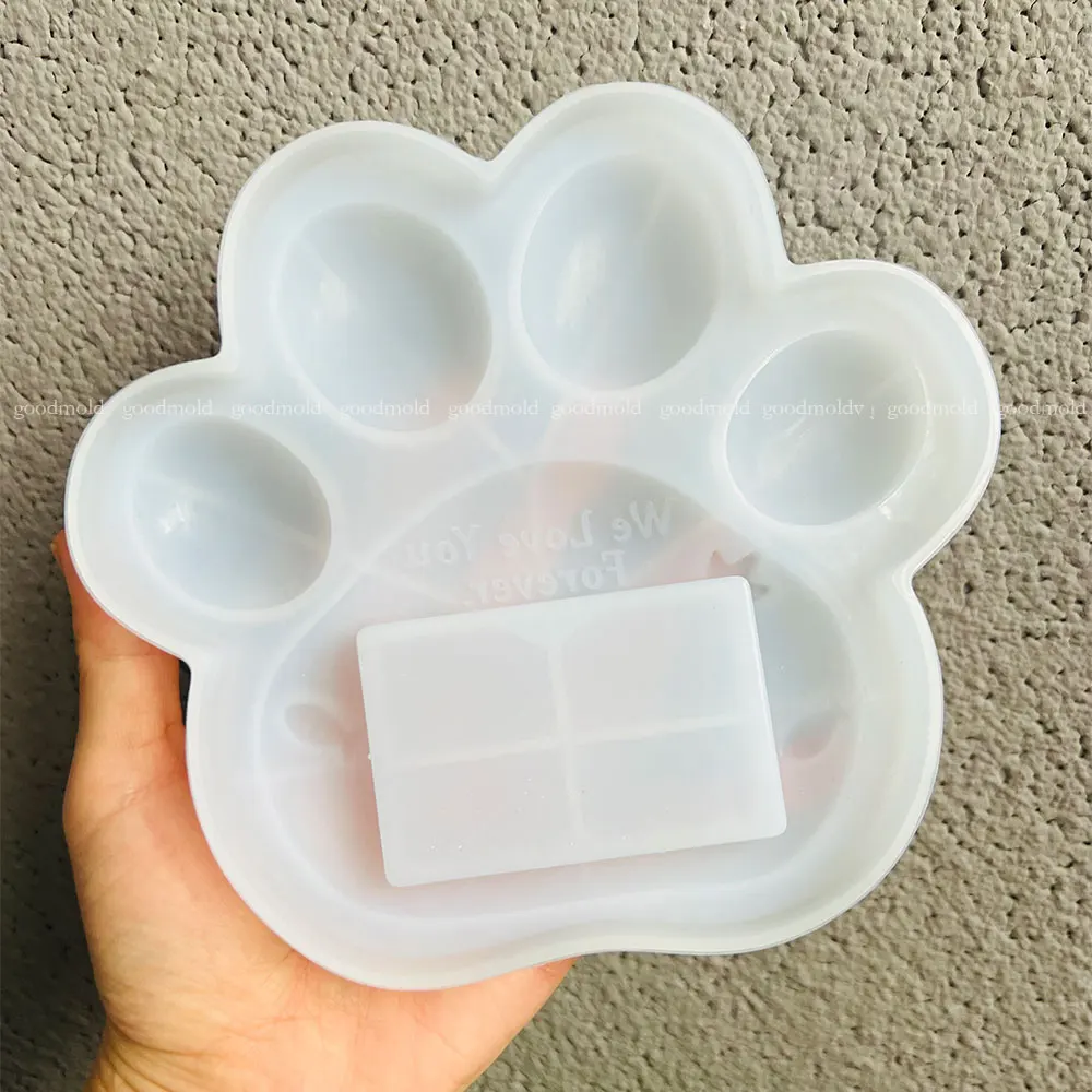 Cute Cat Paw Commemorative Photo Frame Mold Suitable For Making Plaster Epoxy Resin Pet Dog Photo Frame Plaster Mold