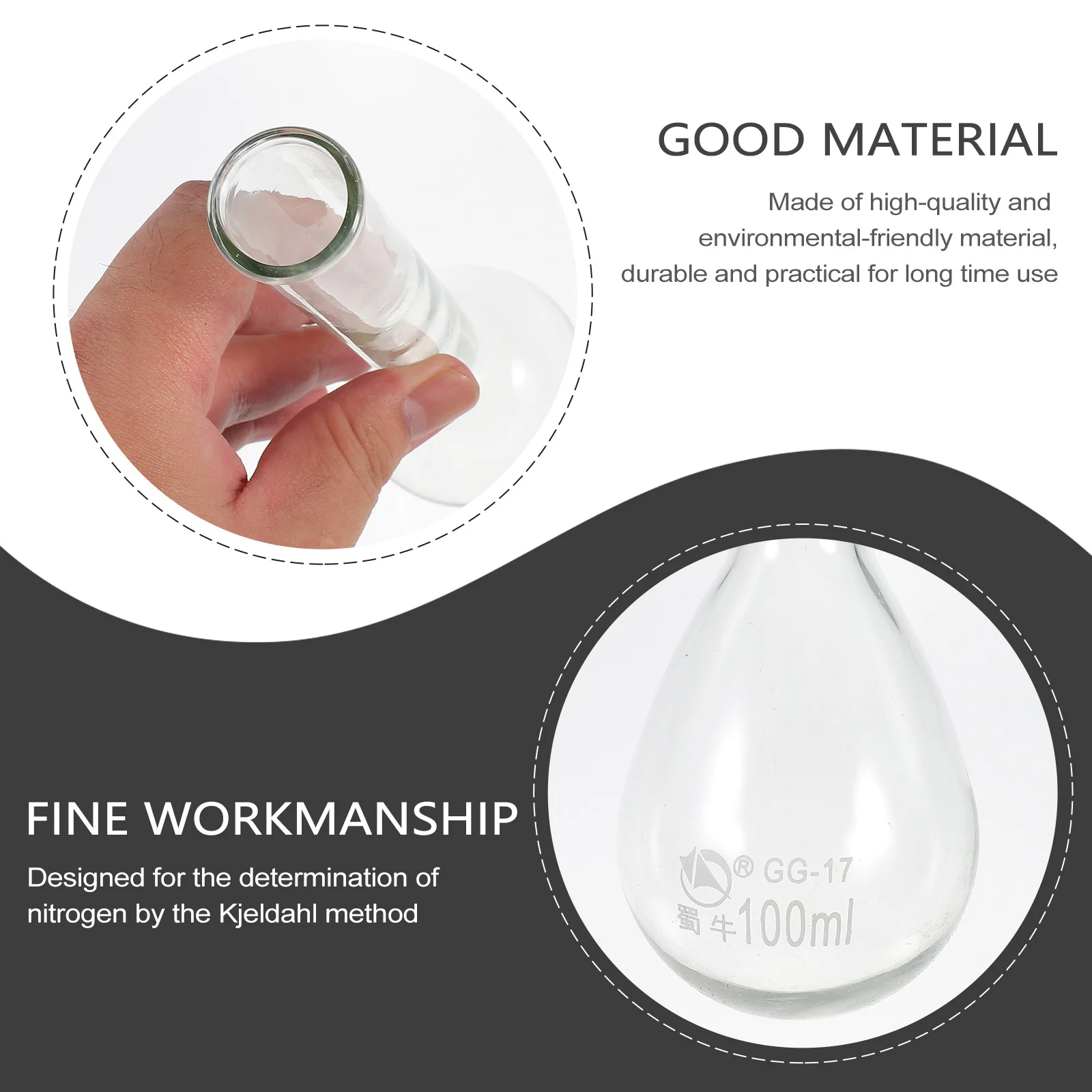 

Environmentally Friendly 100ml Borosilicate Glass Flask Durable Smooth Rounded Easy Wash Maintain Chemistry Experiments