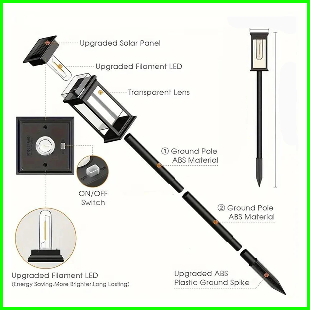 Led Solar Pathway Lights Outdoor Solar Lights Waterproof Auto On/Off Solar Landscape Path Lights Solar Lights for Yard