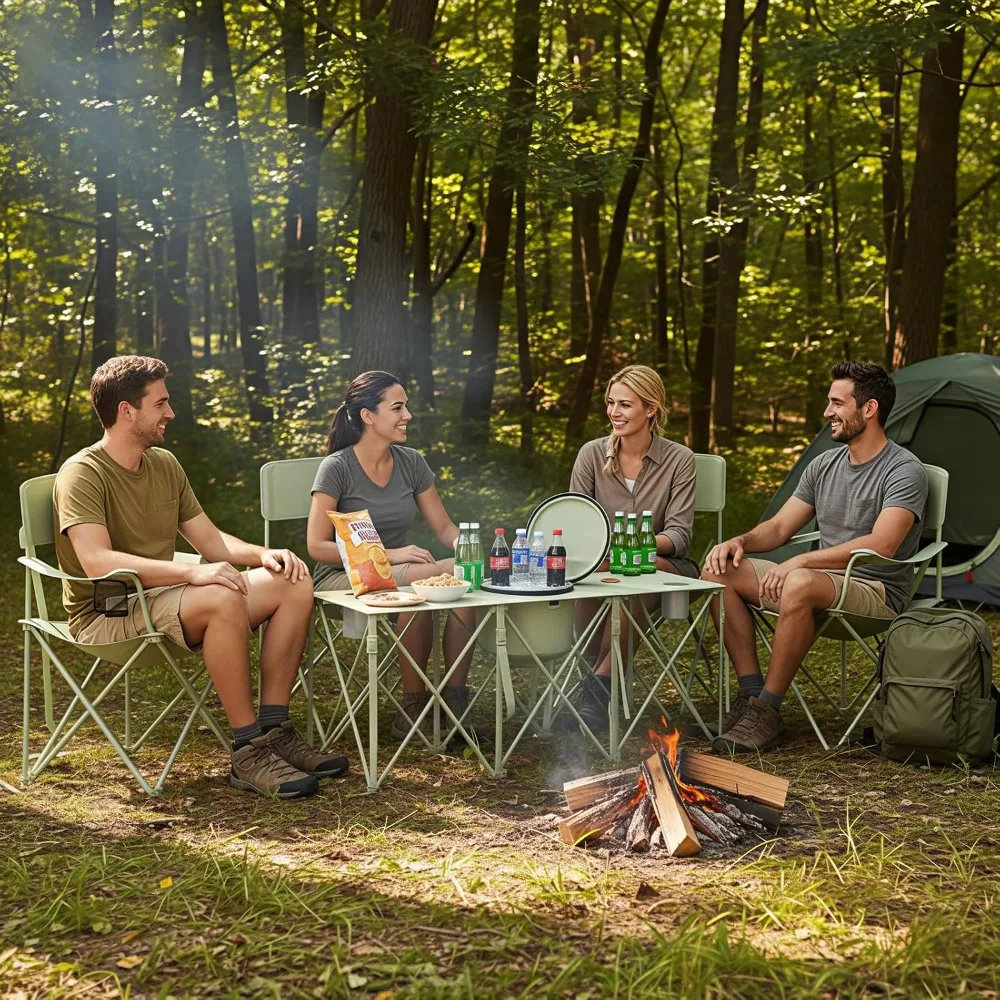 Set of 3 Folding Outdoor Camping Chairs with Cup Holders and Carry Bag, for Heavy Use, Supports Up to 500lbs