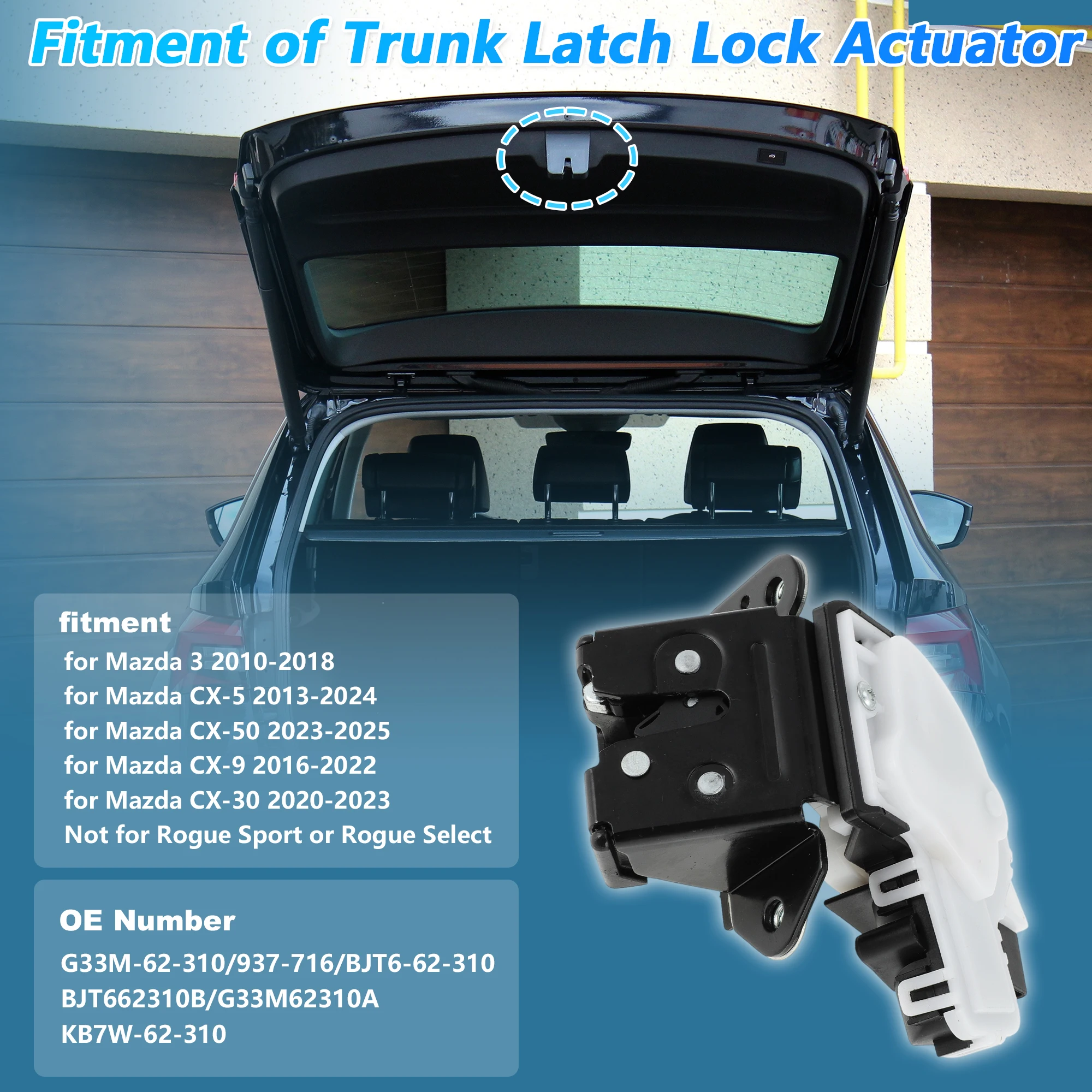UXCELL No.G33M-62-310 Rear Trunk Latch Lock Actuator for Mazda 3 CX-5 CX-50 CX-9 CX-30
