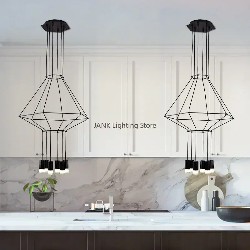 

Modern Nordic Creative Led Chandelier Black Acrylic G9 Living Room Staircase Pendant Lamp Simple Line Design Interior Lighting