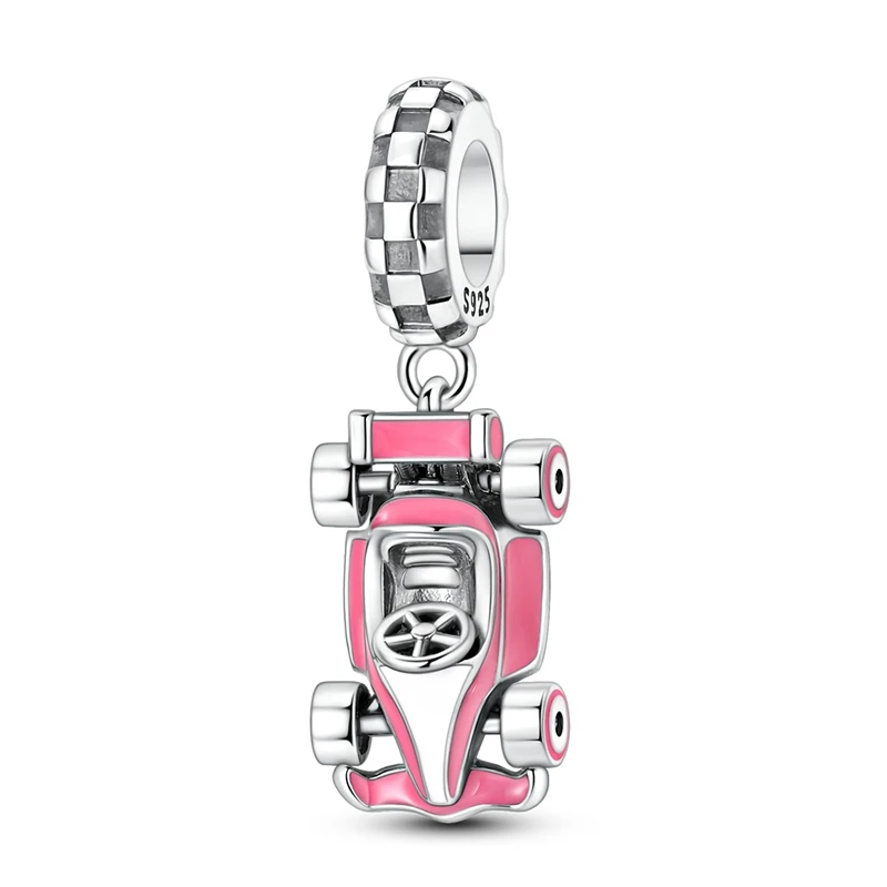 925 Sterling Silber Charms Perle CZ Zirkon Rosa Kart Anhänger DIY Schmuck Geschenk für Frauen – Detail 7