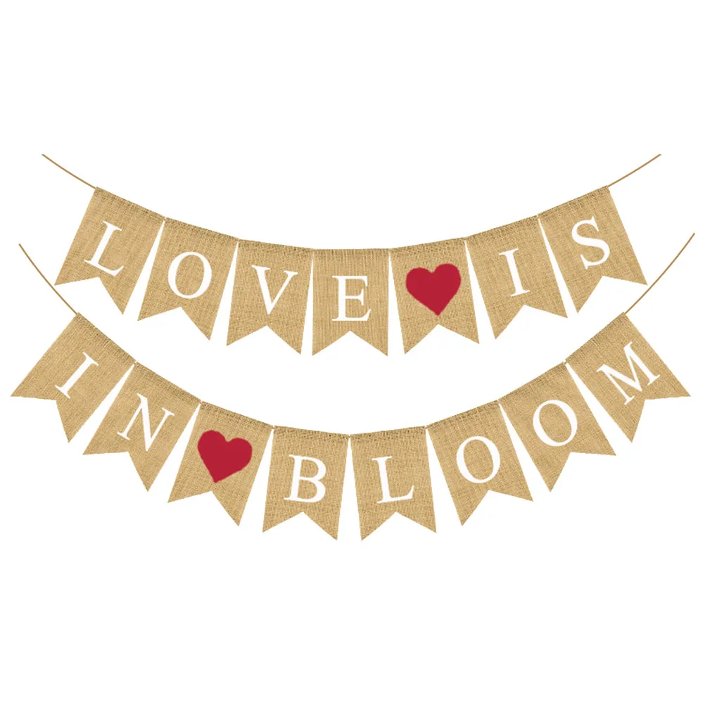 

Burlap Wedding Banner Red Heart Swallowtail Garland Party Decoration Supplies Wedding Bunting Party Decorative Flag Burlap