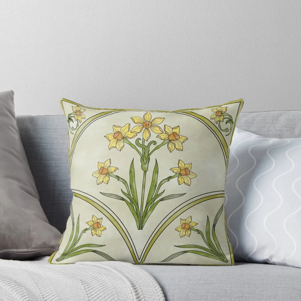 Daffodils Art Nouveau Throw Pillow christmas cushions covers Sofa Pillow Cover pillow