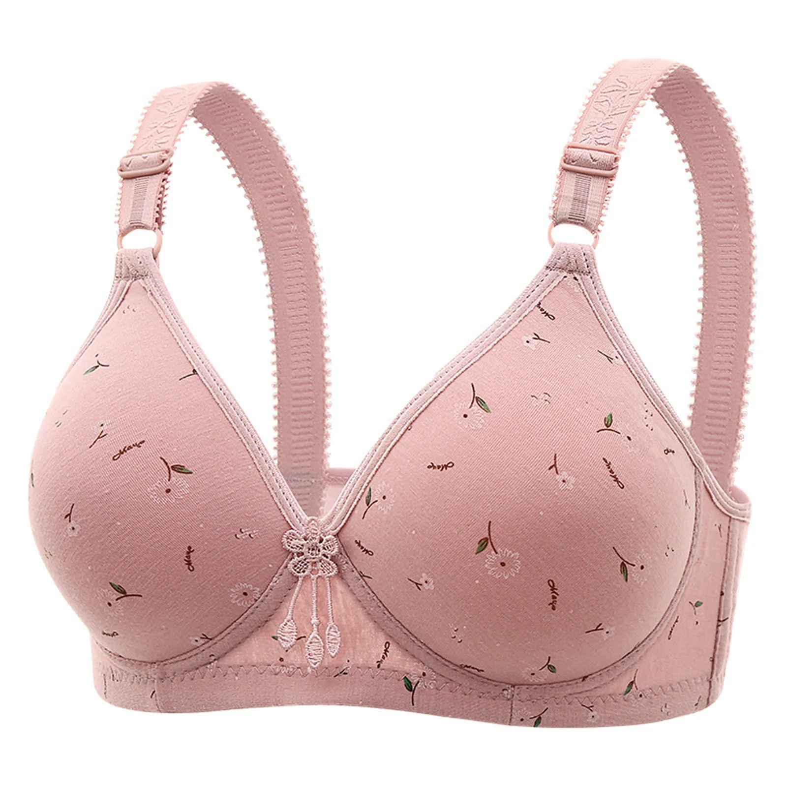 Thin Bra Traditional Thin Mold Cup for Middle-aged and Elderly Women Without Steel Ring Printed Bra Underwear push up bralette