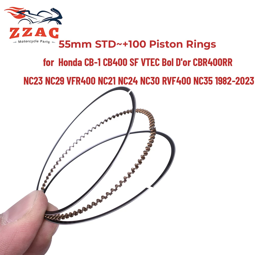 55mm STD~+100 Piston Rings for Honda CB-1 CB400 SF VTEC Bol D'or CBR400RR NC23 NC29 VFR400 NC21 NC24 NC30 RVF400 NC35 1982-2023