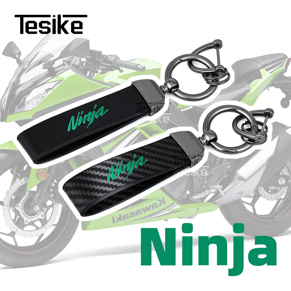 Motorcycle Keychain Personalized Leather Key Chain Splicing Waist Hanging Key Ring For KWASAKI NINJA 250 300 ZX10R ZX12R ZX14R