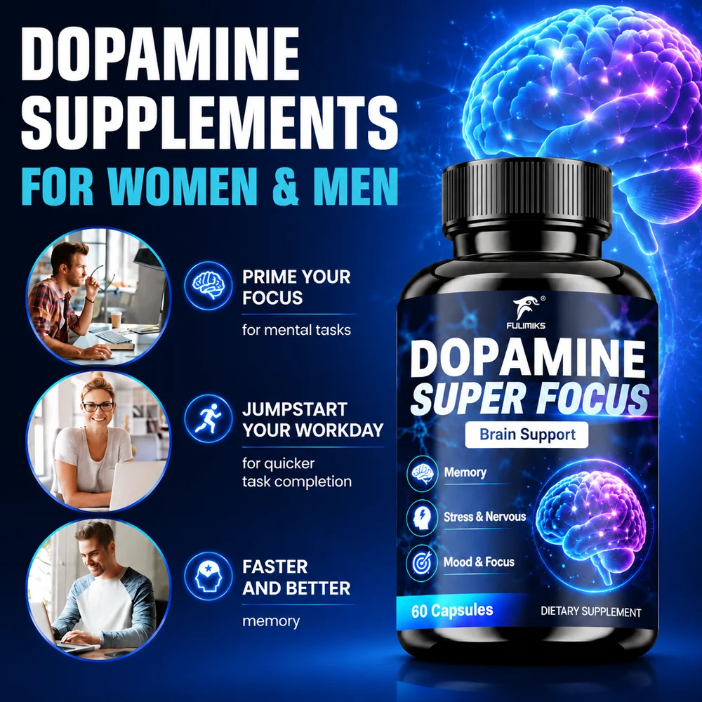 Dopamine Super Focus Brain Capsules, L-Tyrosine L-Theanine Alpha GPC, Boost Memory Mental Clarity & Balance Mood Relieve Stress view 4
