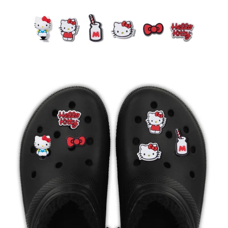 MINISO Hollow Out Clogs Shoe Accessories Kawaii 3D Hello Kittys Series DIY Shoe Decorations Charms For Clogs Sandals Party Gifts