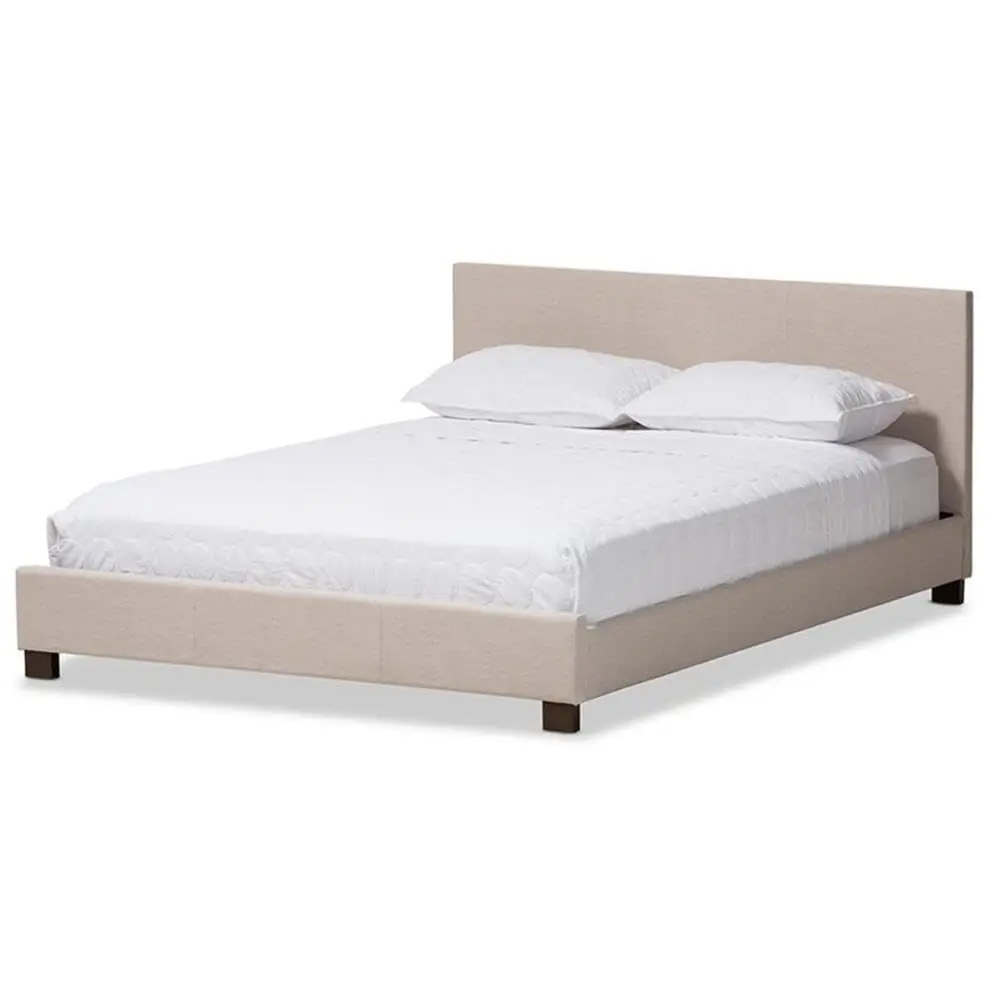 Elizabeth Modern and Contemporary Beige Fabric Upholstered Panel-Stitched Full Size Platform Bed, Customized