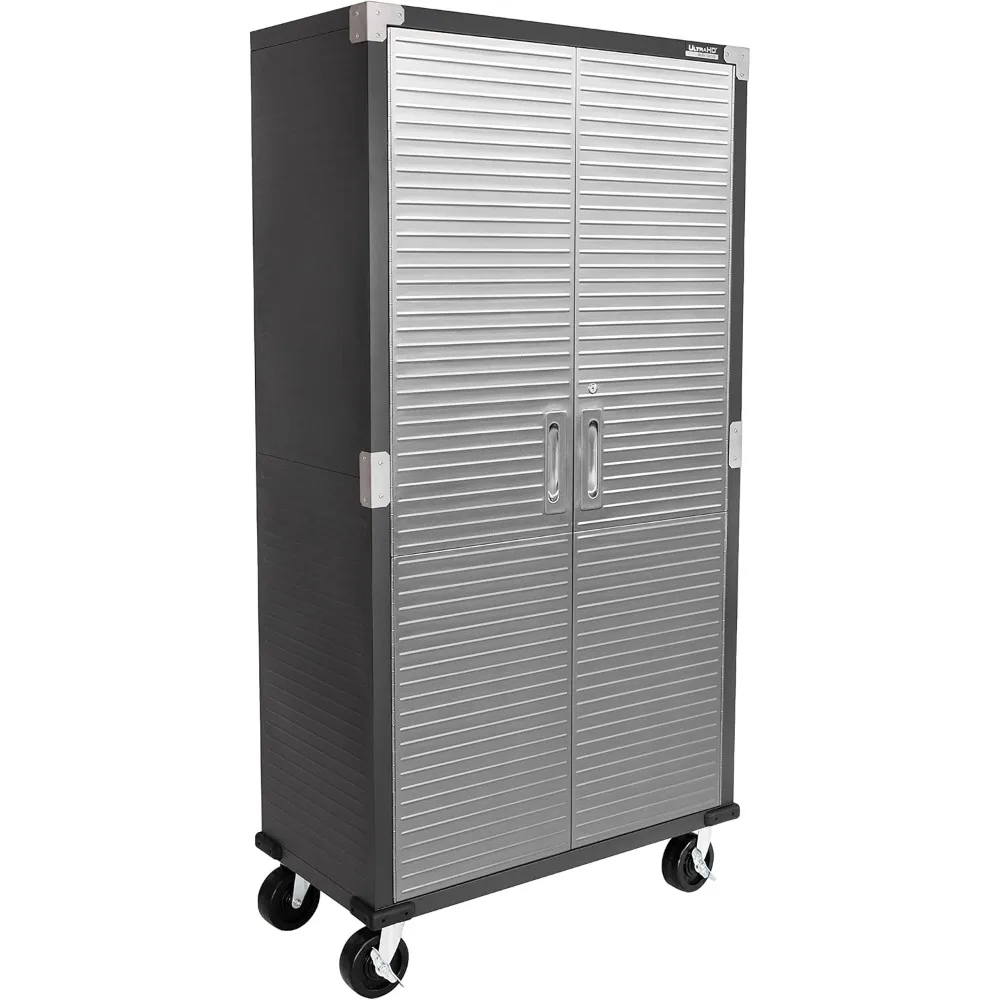 Gabinete de almacenamiento de metal con cerradura rodante de acero sólido UltraHD, organizador de taquillas con estantes ajustables para garaje, almacén