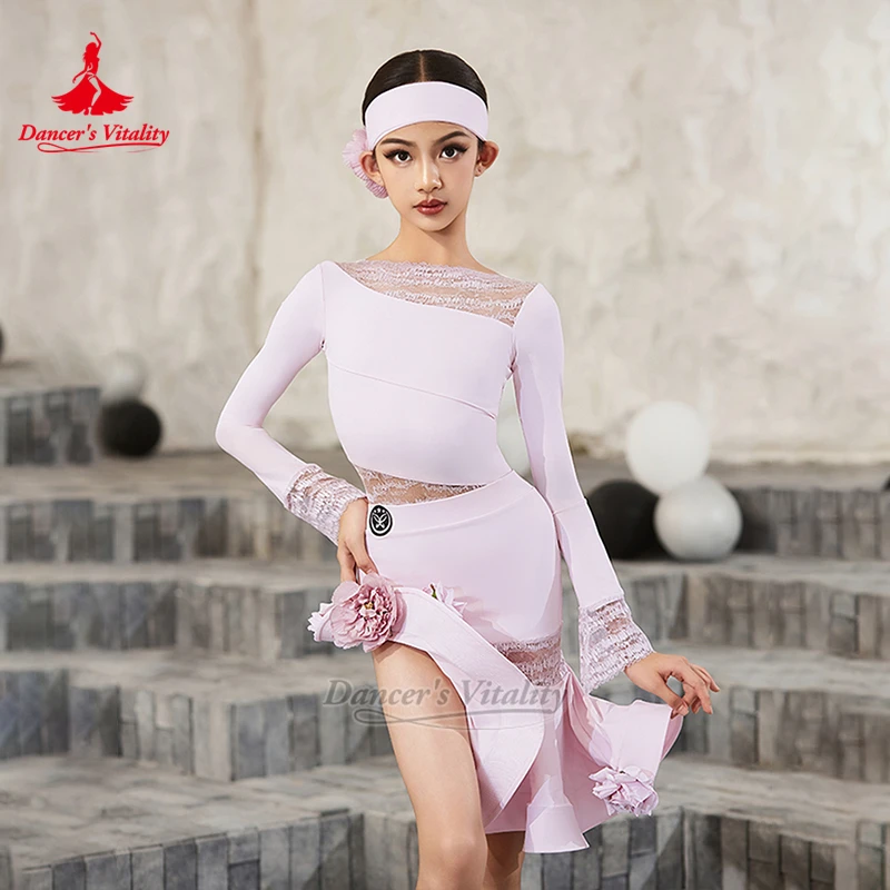 الرقص اللاتيني الدانتيل شبكة الربط ممارسة زي المراهقين تشاتشا سامبا جيف الزهور الديكور التدريب مجموعات حيوية الراقصة