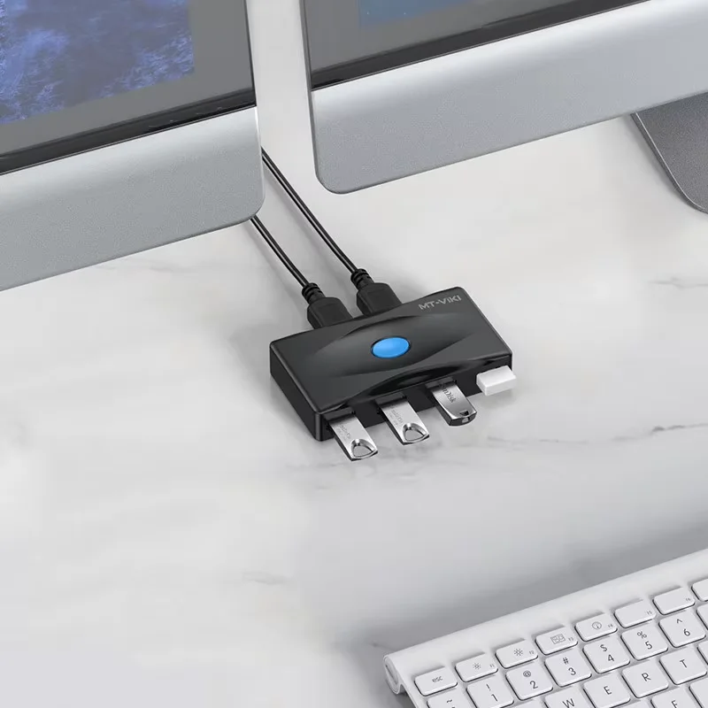 MT-VIKI USB Kvm 스위치 분배기 박스, 컴퓨터 프린터 키보드 마우스용 USB2.0 스위처, 2 in 4 out, 2 PC 공유, 4 USB 장치