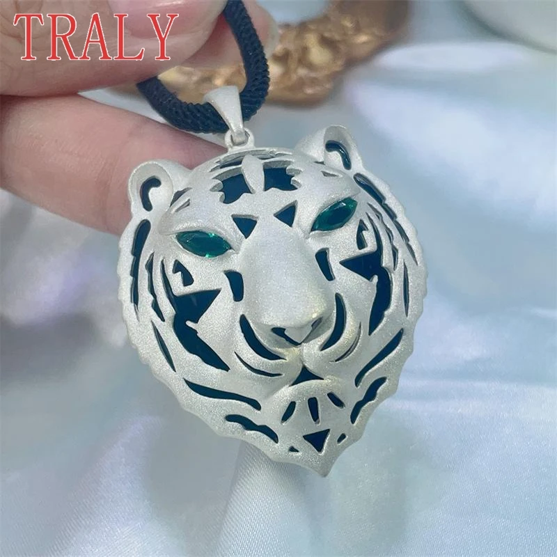 925 Sterling Silver Tiger Head Frosted Pendant for Women and Men Necklace Rope Chain 65cm High Quality Couple Party Jewelry Gift