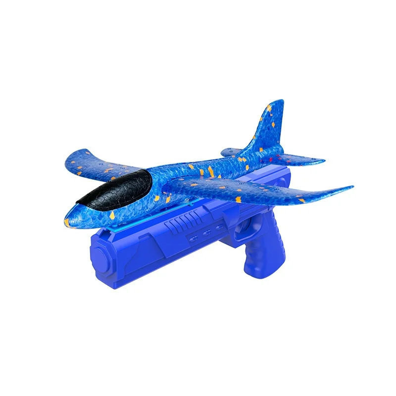 Nieuwe kinder katapult vliegtuigpistool met flitsende schuimvliegtuigen en cartoon vlieger katapult buitenspeelgoed voor jongens kinderen