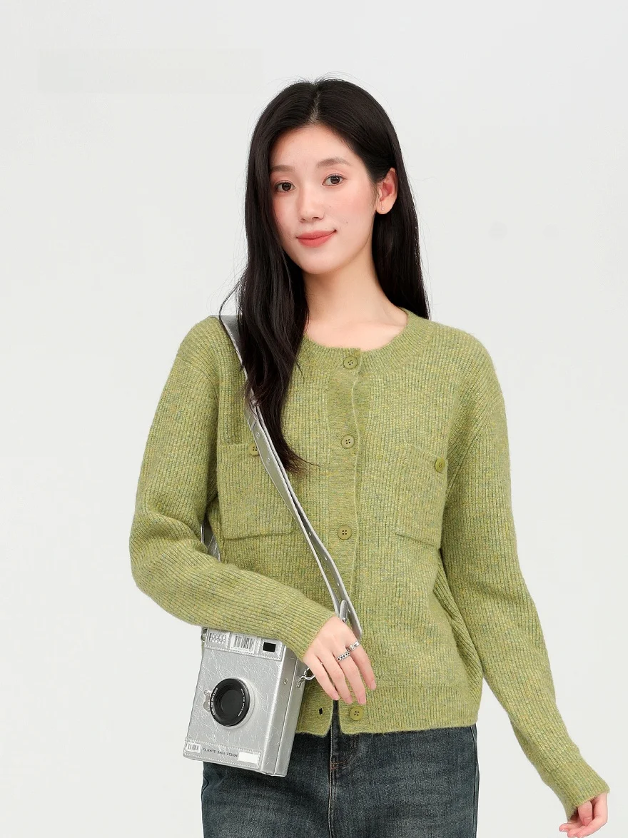 

Dailanzhi Autumn Winter New round Ne Knitted Open Cardigan ort Basic Sweater Jaet for Small Figures Vintage Sle Long ...