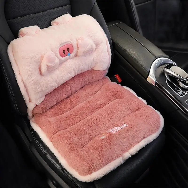 Soft Plush Car Seat Pad For Auto Car Front Seat Cover Set Warm Animal Design Car Seat Cushion With Lumbar Support For Car Suv RV