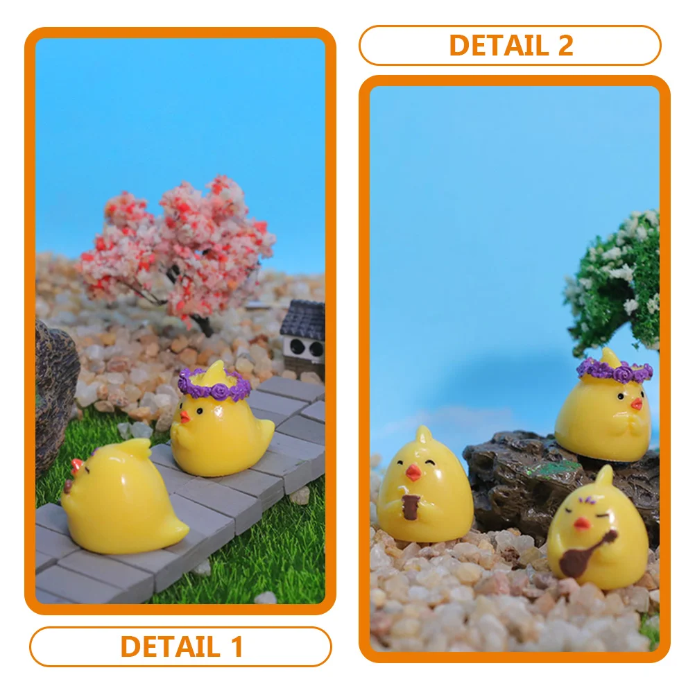 Chick Ornaments Farm Animal Decor Desktop Micro Landscape Resin Craft Chicken Figurines Home