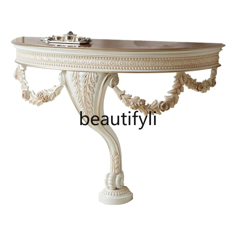 

French palace entrance table solid wood European shelf hand-carved