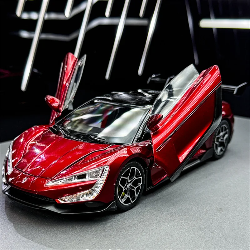 1/24 BYD Yangwang U9 سبيكة سيارة رياضية كهربائية نموذج دييكاست لعبة معدنية جديدة سباق الطاقة نموذج سيارة ضوء الصوت الاطفال هدية