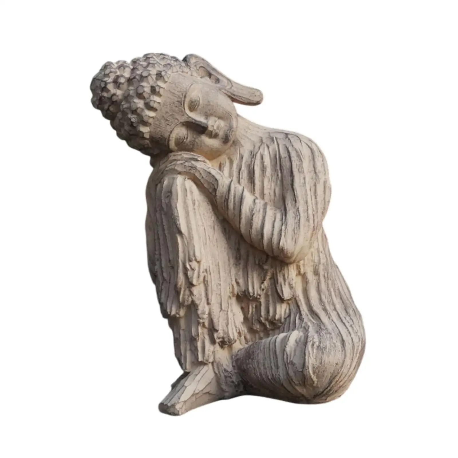 Decorative Buddha Sculpture Gray Resin Craft for Home Office Desk Shelf Balcony Patio Garden Indoor Outdoor Feng Shui Gift
