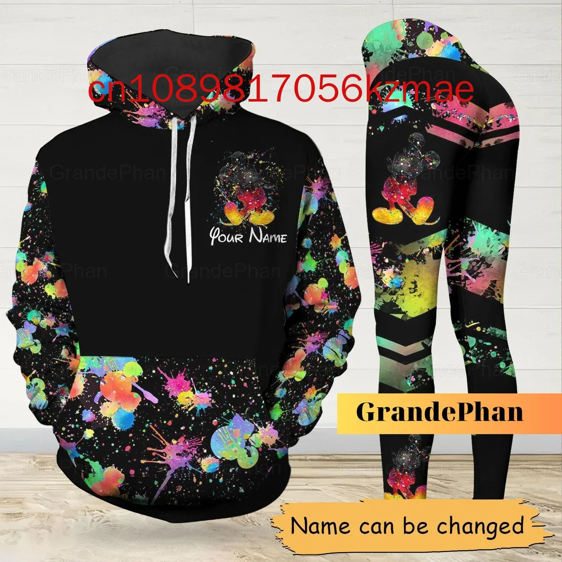 2024 New Personalized Mickey Mouse 3D Women\'s Hoodie and Leggings Suit Disney Yoga Pants Sweatpants Fashion Sports Suit Set