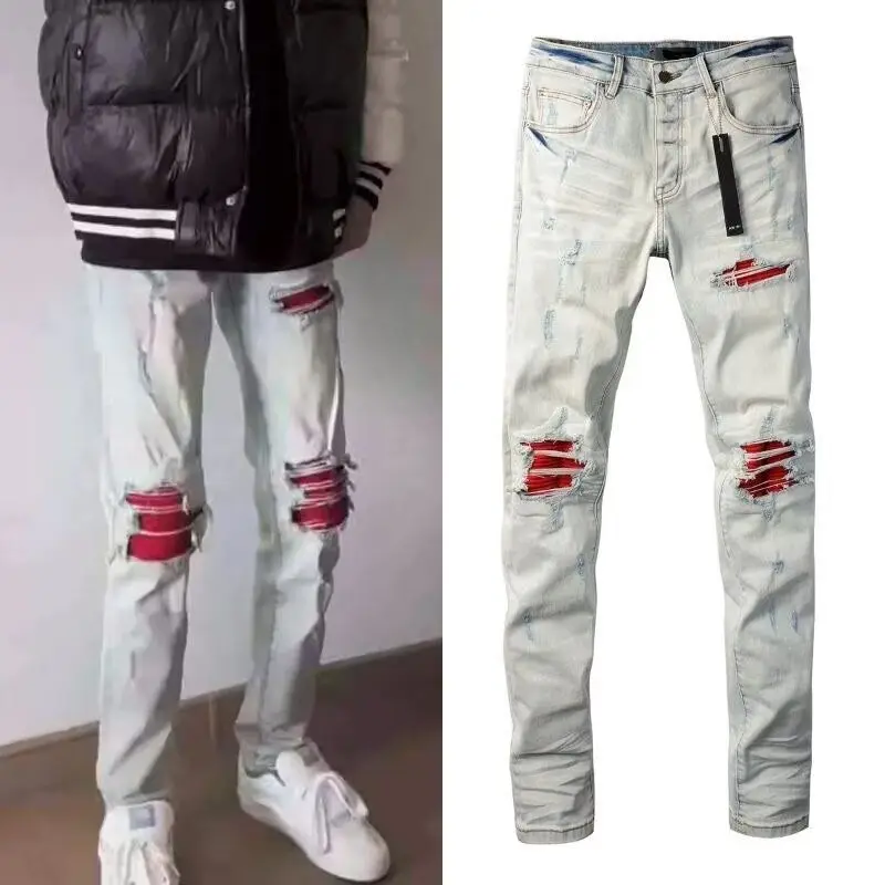 

Мужские джинсы Waed Distred American Street Sle, весенне-осенние свободные прямые длинные брюки High Street Vibe