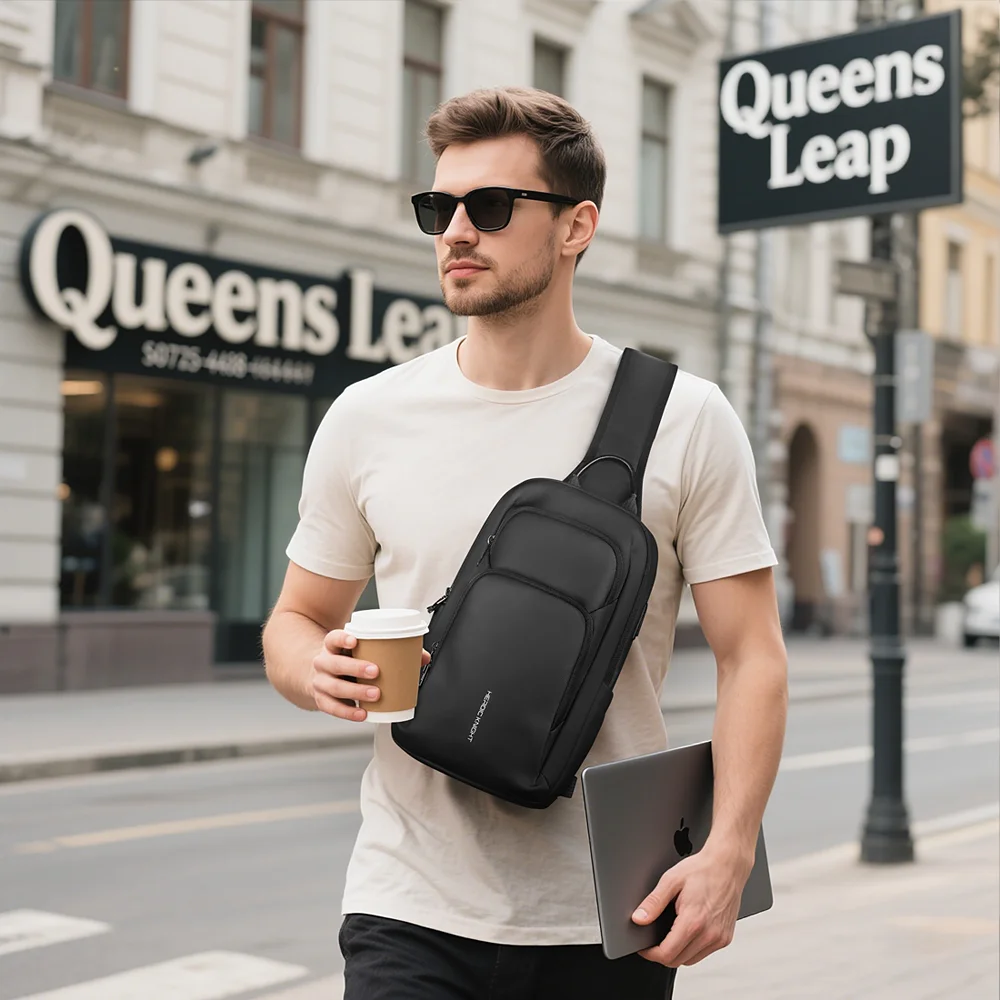 HcanKcan Men's Multifunction Shoulder Bag Waterproof Travel Sling Chest Bags Fashion Sport Crossbody Bag School Messenger Pack