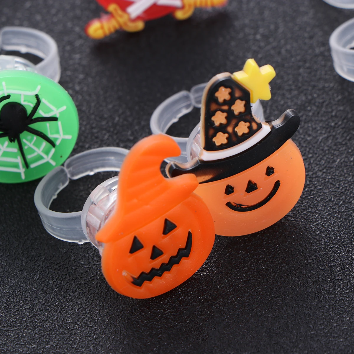 

50 Pcs Halloween Gifts LED Ring Flashing Rings Toy Ornaments Kids Decoration Accessories