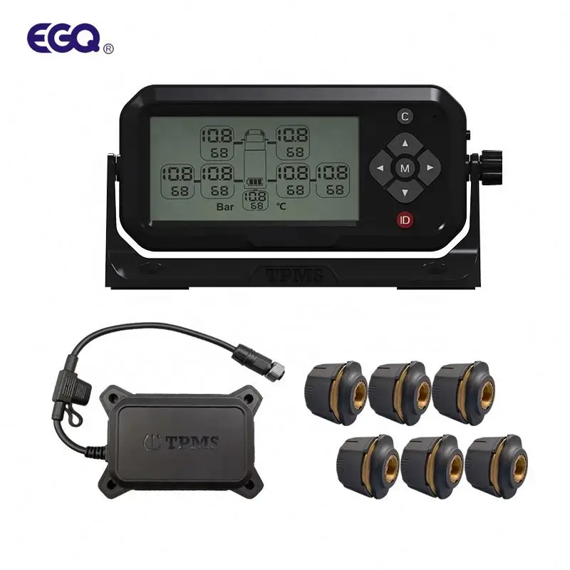 6-Wheel External Sensor TPMS System Digital Pressure  RS232