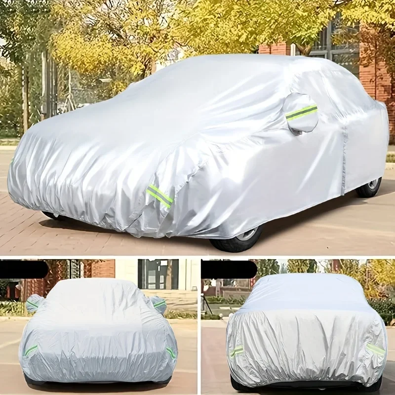 Car Cover Protect Outdoor Exterior Anti Sun Snow UV Winter Summer SUV Sedan Auto Sunshade Dustproof Waterproof Black Silver