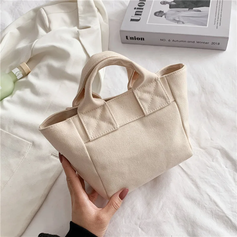 New Arrival Women\'s Canvas Bag for 2022 Summer Mini Simple Solid Female\'s Handbag Lady\'s Sewing Thread Small Capacity  Clutch