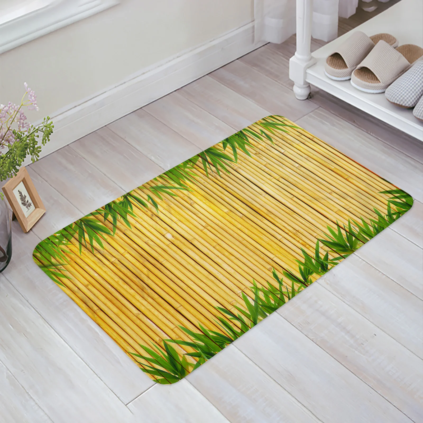 Bamboo Raft Yellow Living Room Doormat Carpet Coffee Table Floor Mat Study Bedroom Bedside Home Decoration Accessory Rug