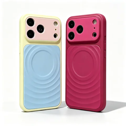 Color Blocking Color Liquid Silicone for MagSafe Case for Iphone 18 17 16 15 14 Pro Max Water Ripple Wireless Charging Cover