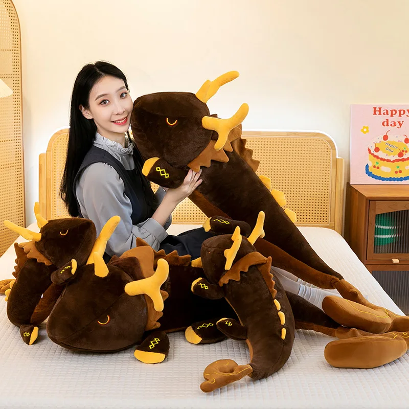 

Large Genshin Dragon Body Pillow Gaming Chair Stuffed Cushion Anime Zhongli Dragon Body Pillow Kawaii Floor Cushion Home Decor