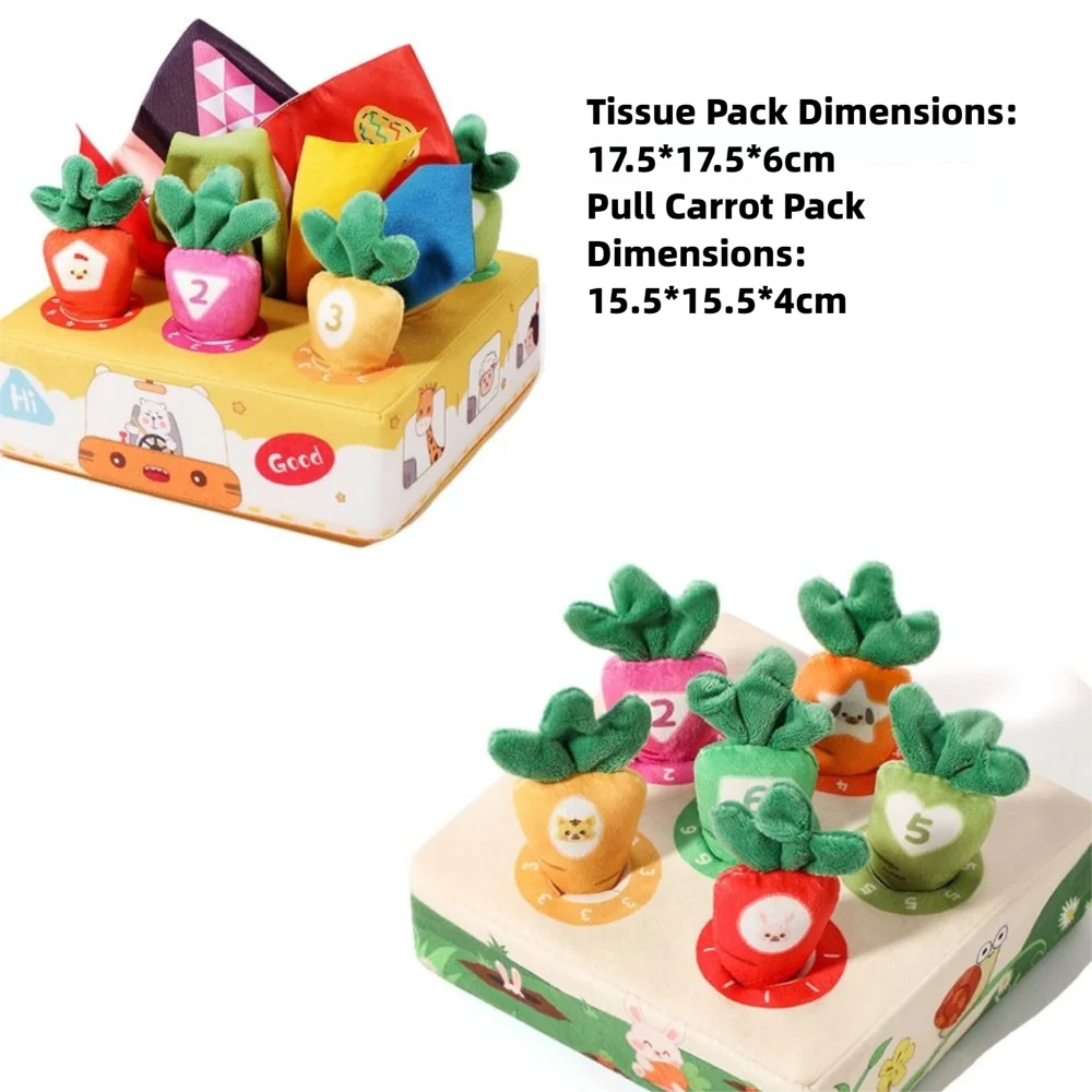 A Set High Quality Color Learning Montessori Toy Plush Colorful Tissues Educational Toy Crinkle Sheets Carrot Baby Toy Gifts