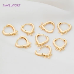 18K Gold Plated Round/Heart Shape Multi Holes Earring Hooks, Earring Findings Components DIY Pearl Earrings Jewelry Making