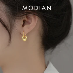 Modian 925 Sterling Silver Classic Hearts Dangle Earrings Exquisite Simple Drop Earrings For Women Original Design Fine Jewelry