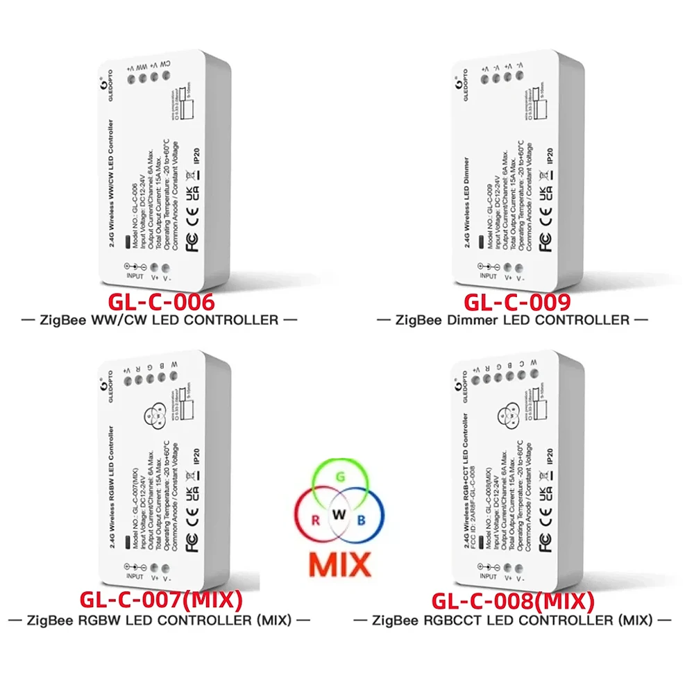 GL-C-006/007/008/009 Zigbee3.0 RGB + CCT RGBW WW CW ZigBee وحدة تحكم شريط LED ذكية التحكم الصوتي تعمل مع التطبيق الذكي Echo Plus