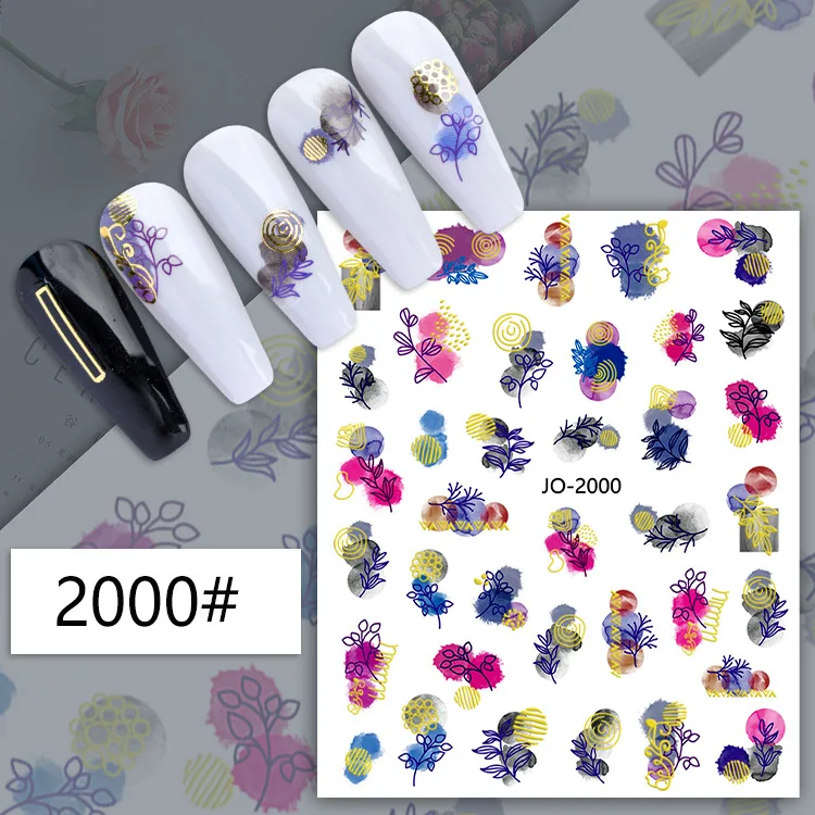 Nail Art 3d Stickers linee dorate Pink smoke biglie irregolari cursori adesivi decalcomanie per unghie decorazione Manicure