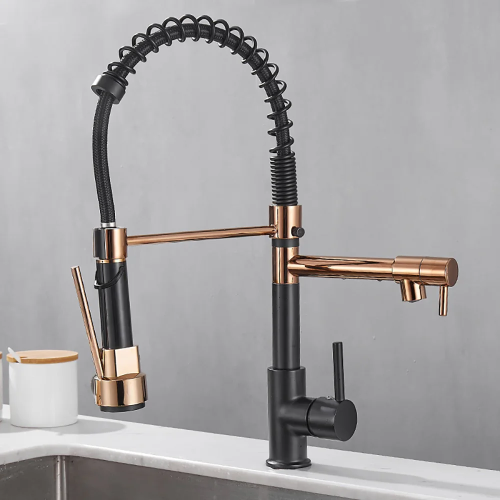 Tianview Bathroom full copper pull-out kitchen faucet water purification double outlet cold and hot sink sink spring faucet