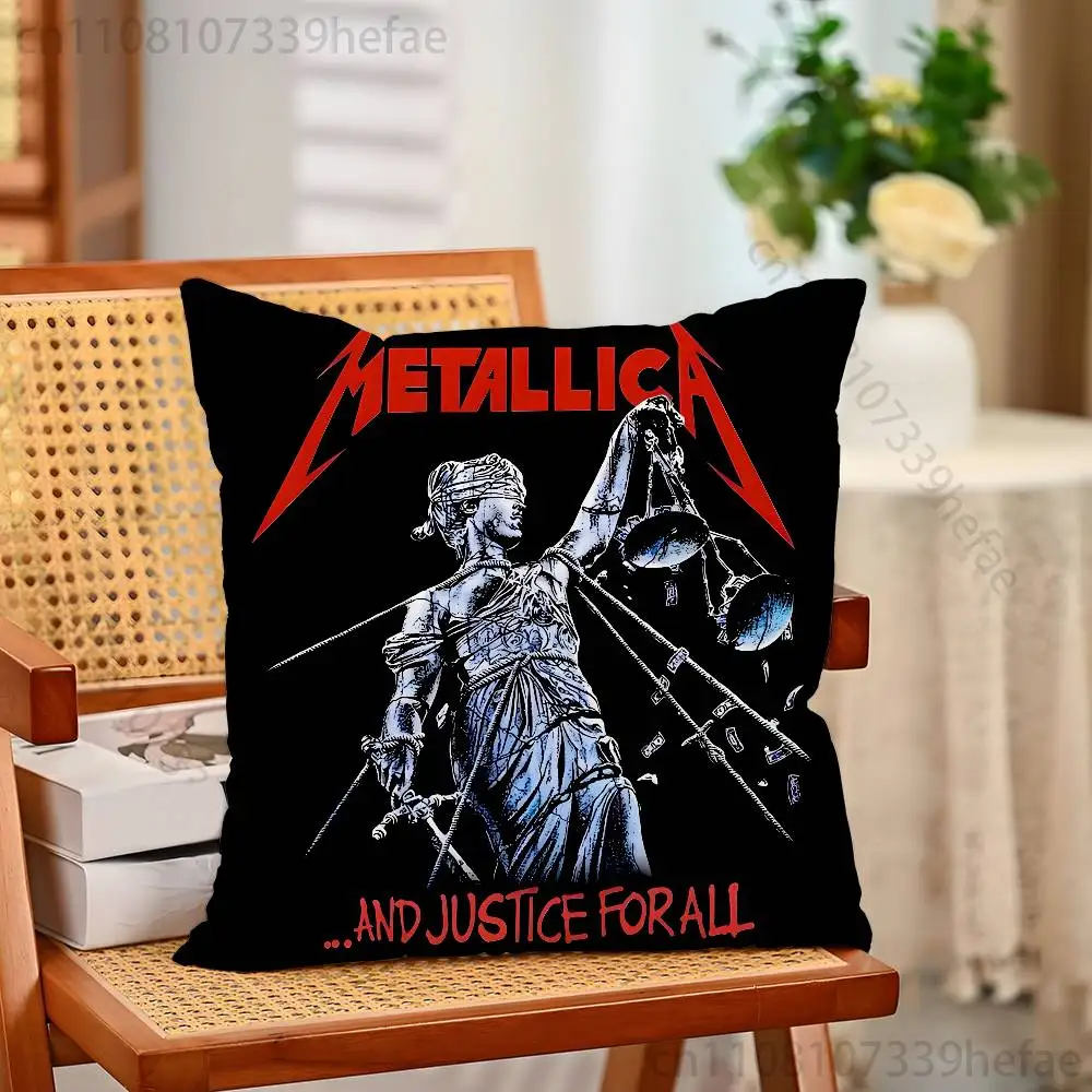 M-Metallica Band-Kissenbezüge für Schlafzimmer, Wohnzimmer, Sofa, Heimdekoration, Polyester-Kissenbezug mit Reißverschluss – Detail 6