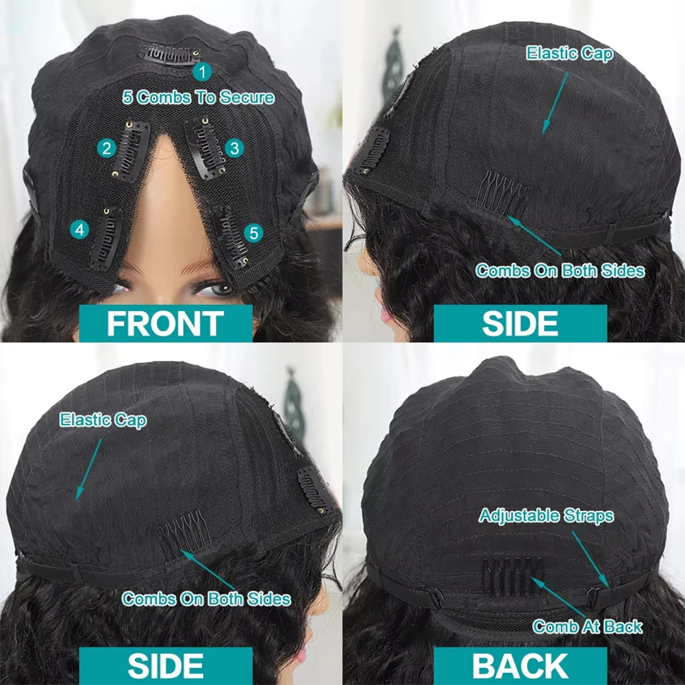 Sefisha hair V Part Wig Human Hair No Leave Out Kinky Straight Wig Brazilian Human Hair Wigs For Women 180 Density Glueless #5