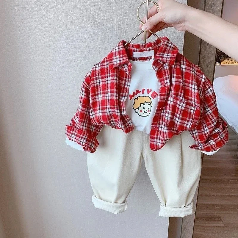 

Boys and Girls Long sleeved Cotton Polo Neck Shirt Bottom T-shirt Baby Top Children's Shirts Spring and Autumn