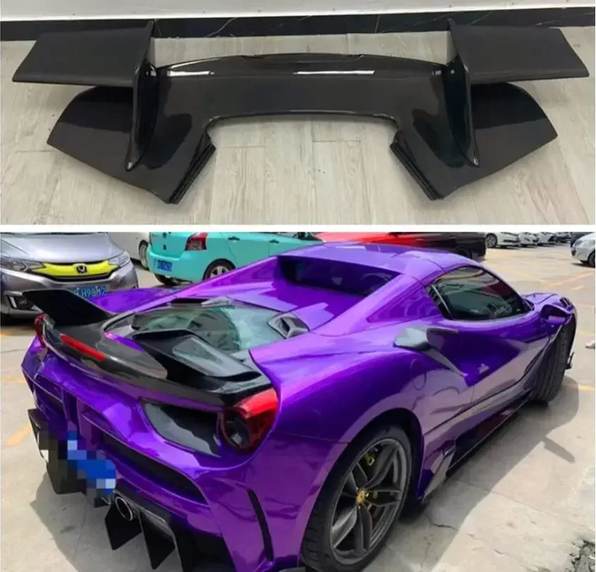 REAL FORGED CARBON FIBER REAR WING TRUNK LIP TAIL SPOILER FOR Ferrari 488 GTB MAN Style