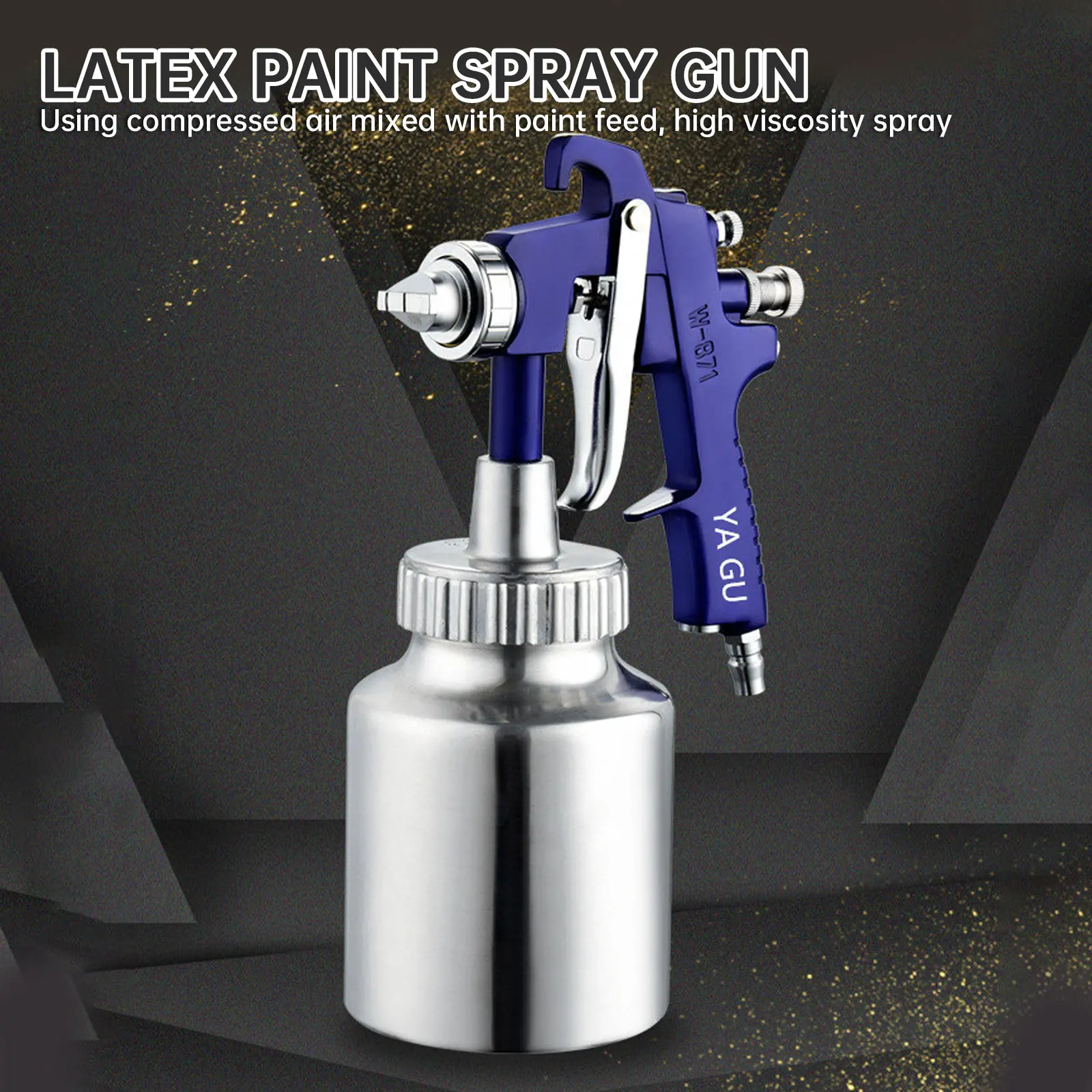 W-871 Spray Gun 2.5mm Nozzle with Cup Silver Handle Adjustable Color Spray Gun for Automotive Furniture Parts Painting