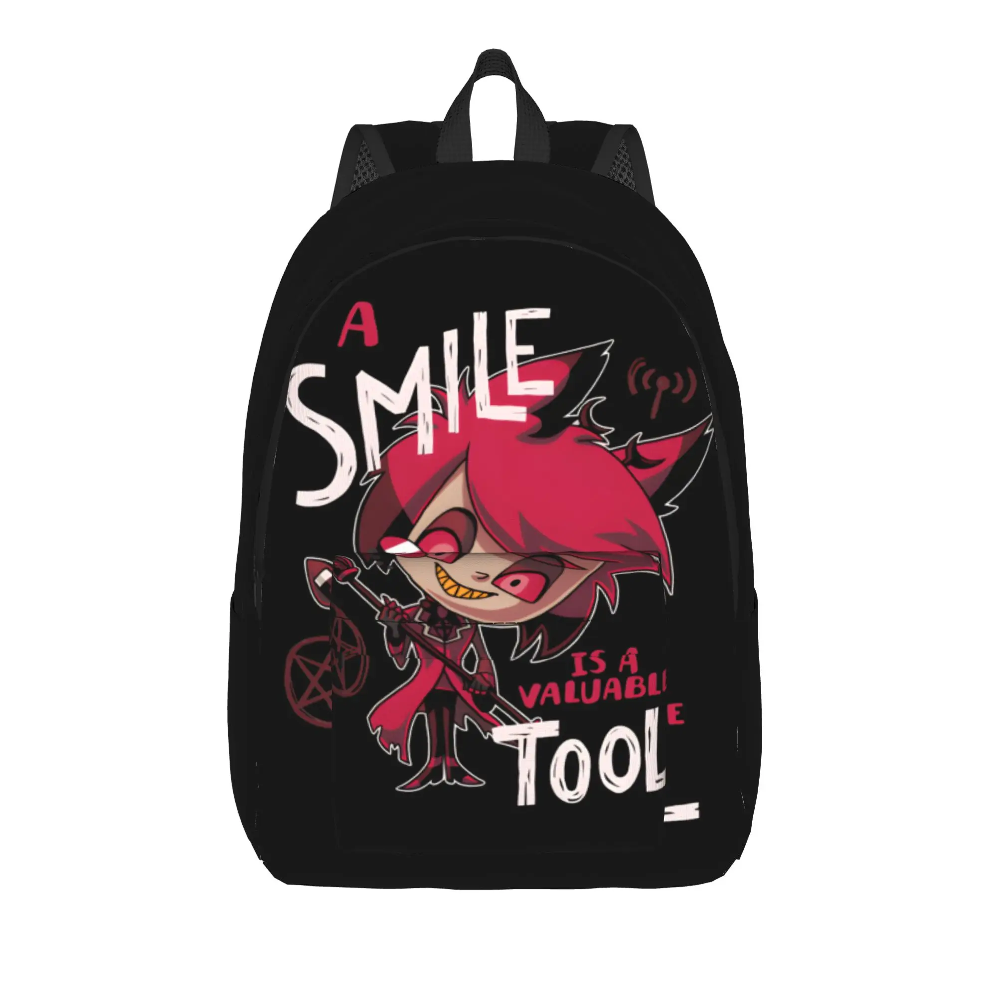 

Hazbin Hotels Backpack A Smile Alastor Radio Demon Cute Backpacks Girl Travel Durable School Bags Custom Rucksack