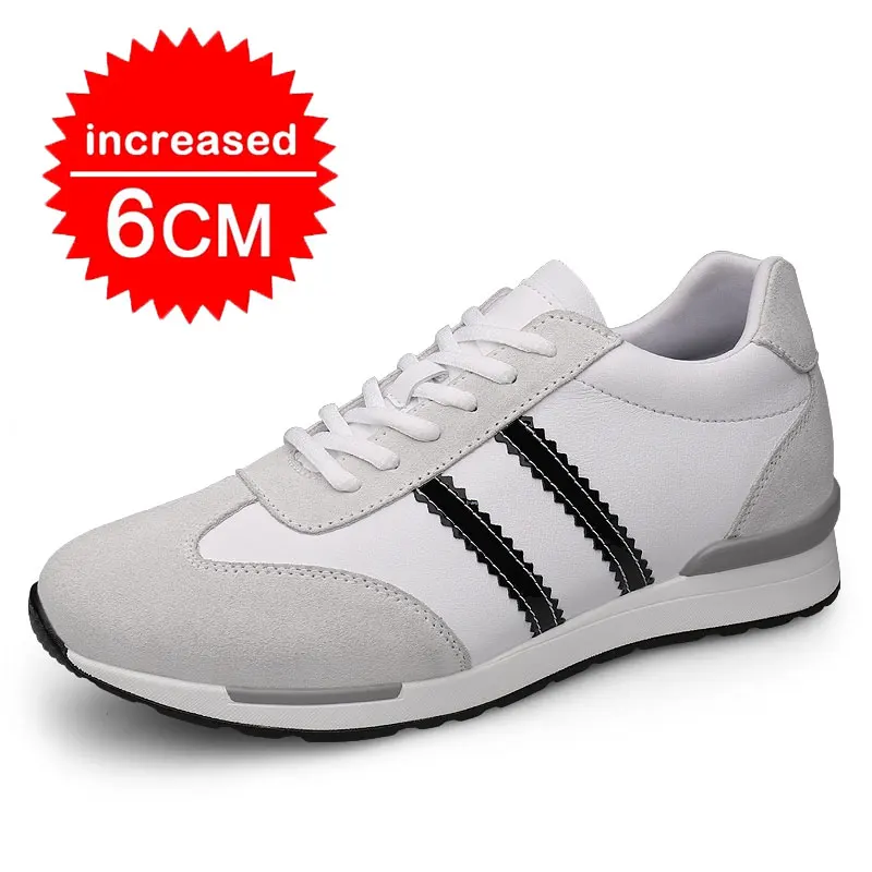 Zapatos de aumento de altura para hombre, plantilla de 7cm, color blanco y negro, calzado deportivo de ocio, diseñador de moda