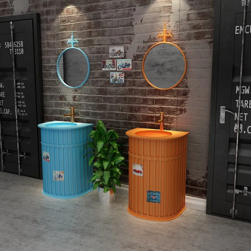 Wash basin pool creative column basin bathroom wrought iron floor basin floor type